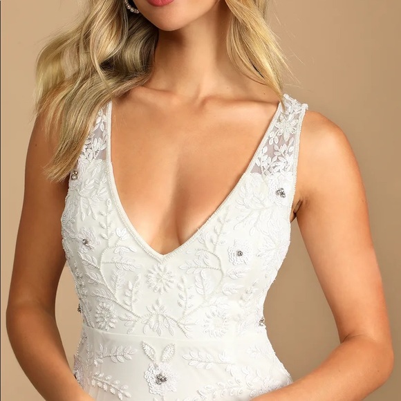 SOLD Lulus Luxe Lifetime Full of Love White Sequin Mermaid Maxi Dress - Picture 4 of 17